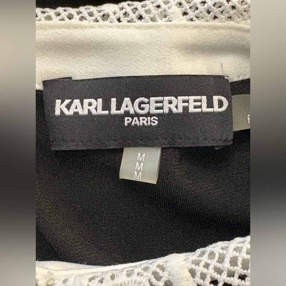 KARL LAGERFELD PARIS Lace Collar Sleeveless Blouse Size Medium - Picture 8 of 9